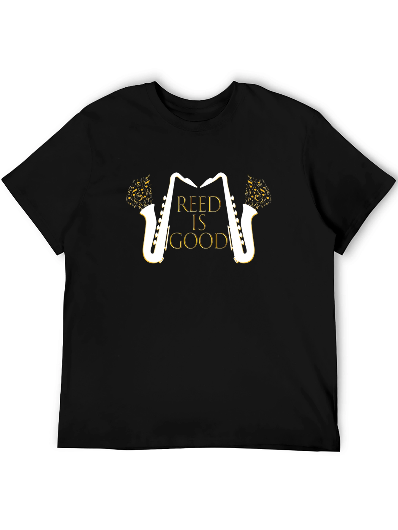 Reed is Good Saxophone Graphic Black T-Shirt