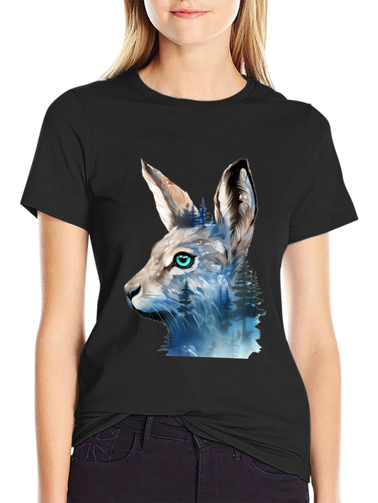 Hare Forest Graphic Tee - Unique Animal Print T-Shirt