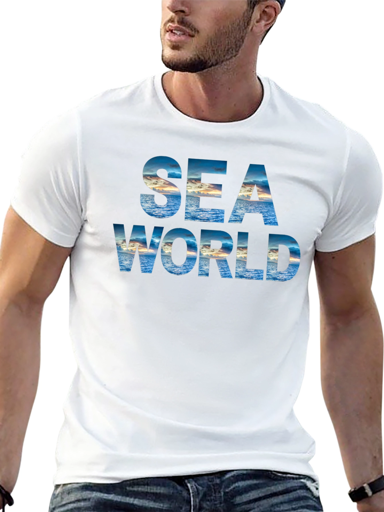 Sea World Graphic Print Black T-Shirt