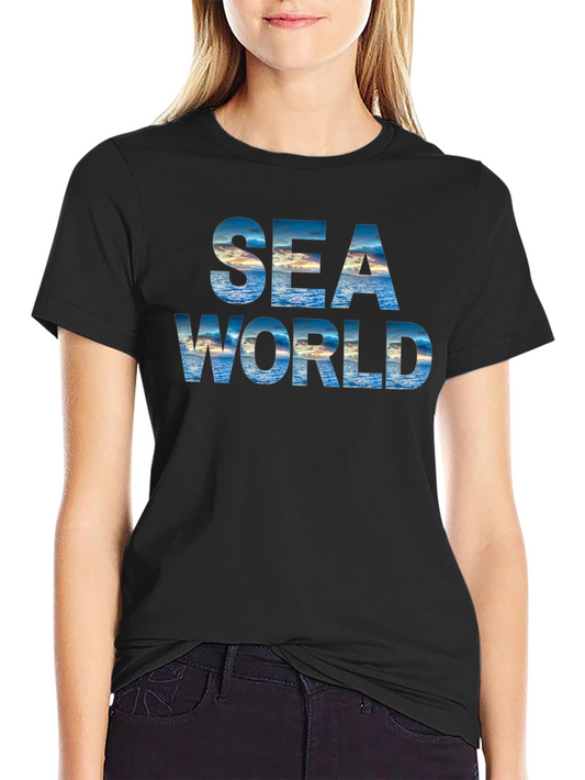 Sea World Graphic Print Black T-Shirt