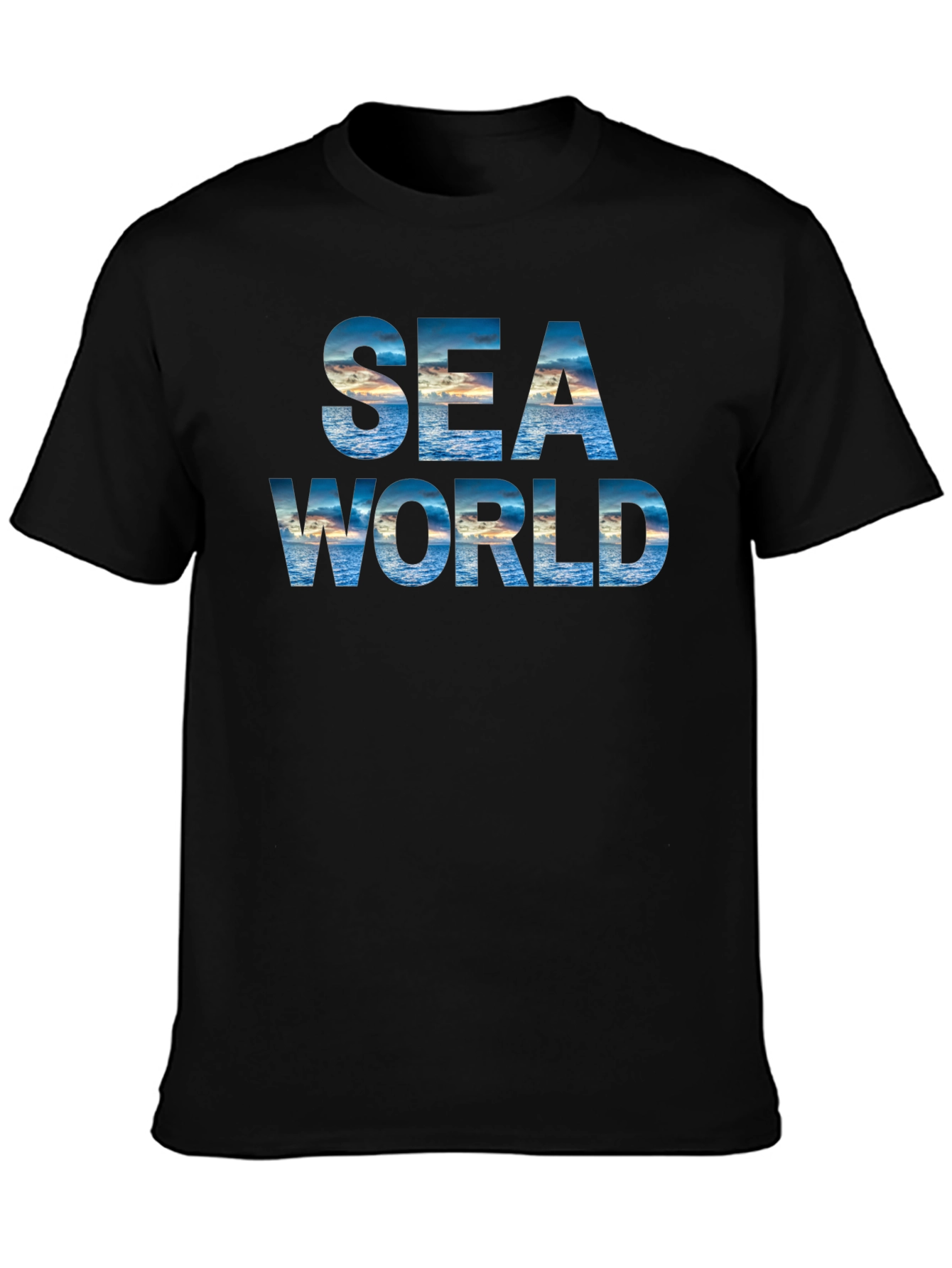 Sea World Graphic Print Black T-Shirt