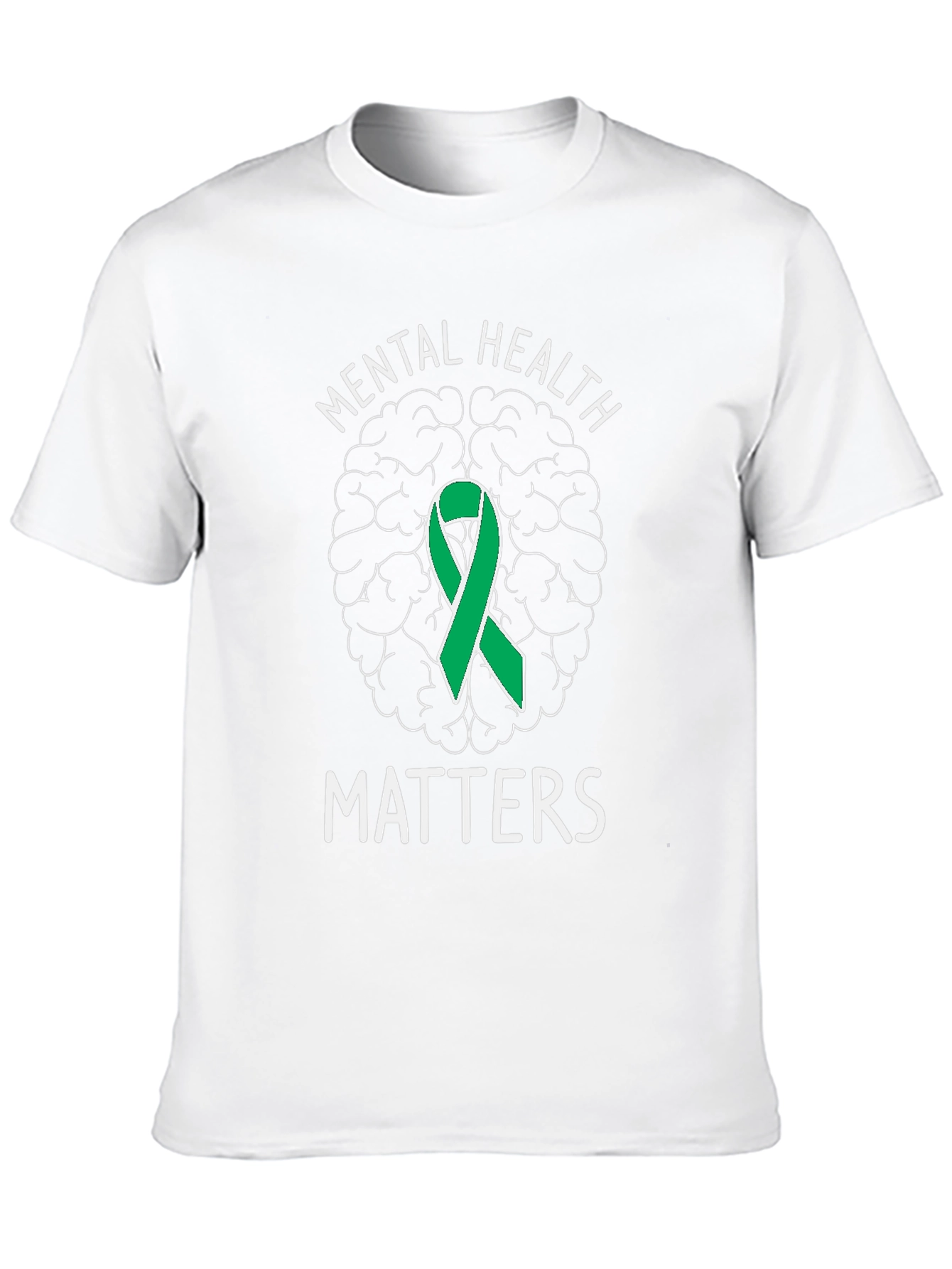 Mental Health Matters T-Shirt with Brain & Ribbon Graphic