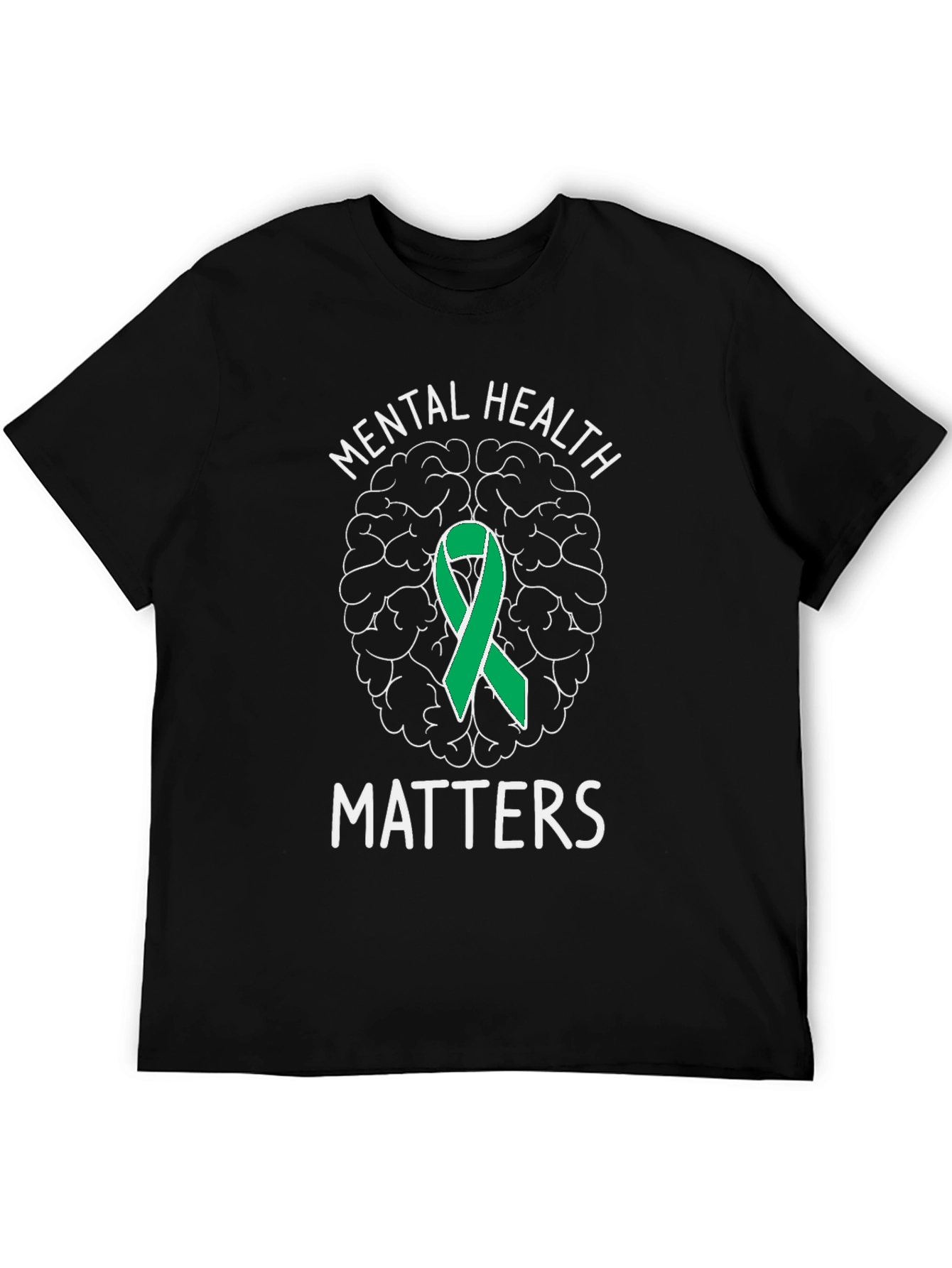 Mental Health Matters T-Shirt with Brain & Ribbon Graphic