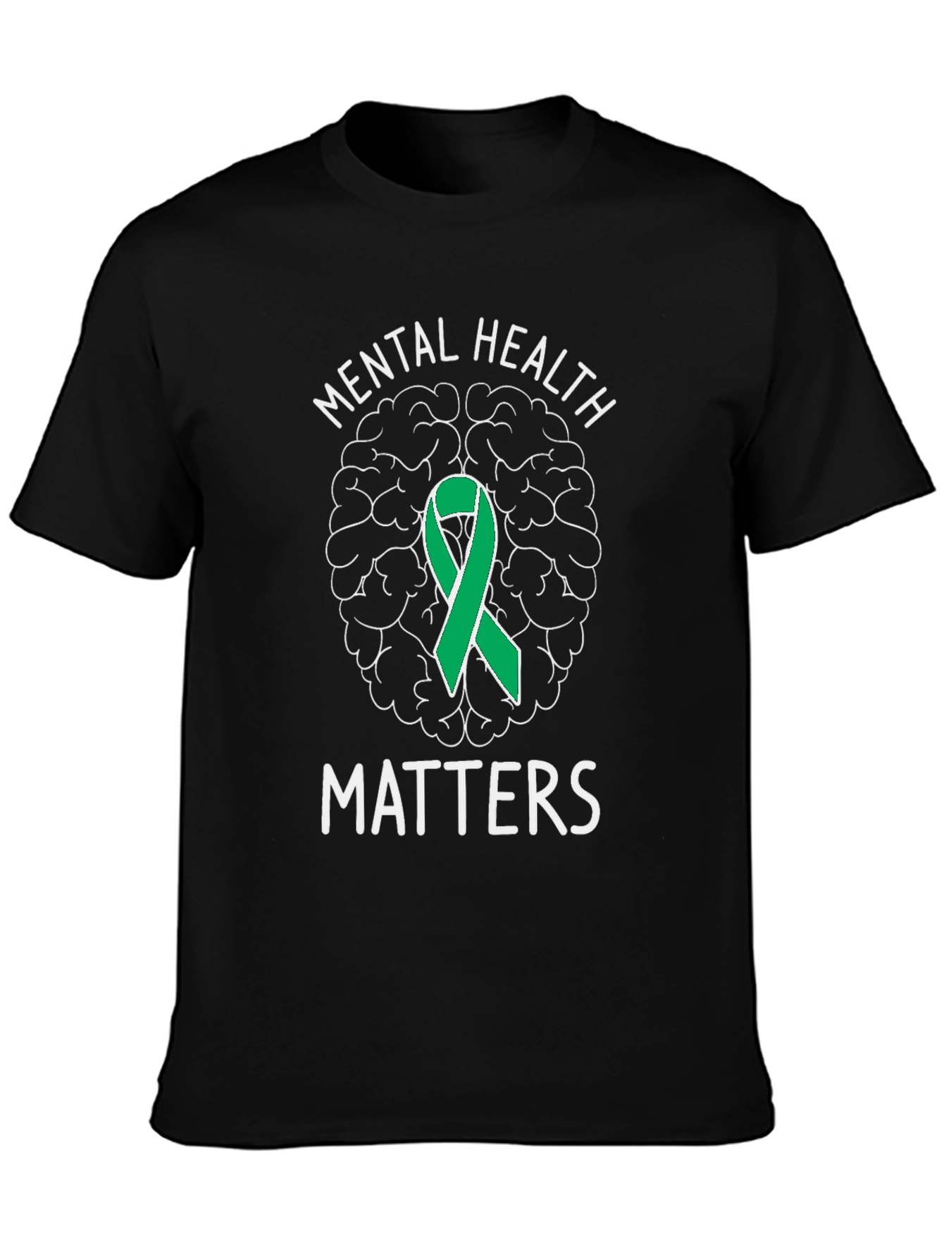 Mental Health Matters T-Shirt with Brain & Ribbon Graphic