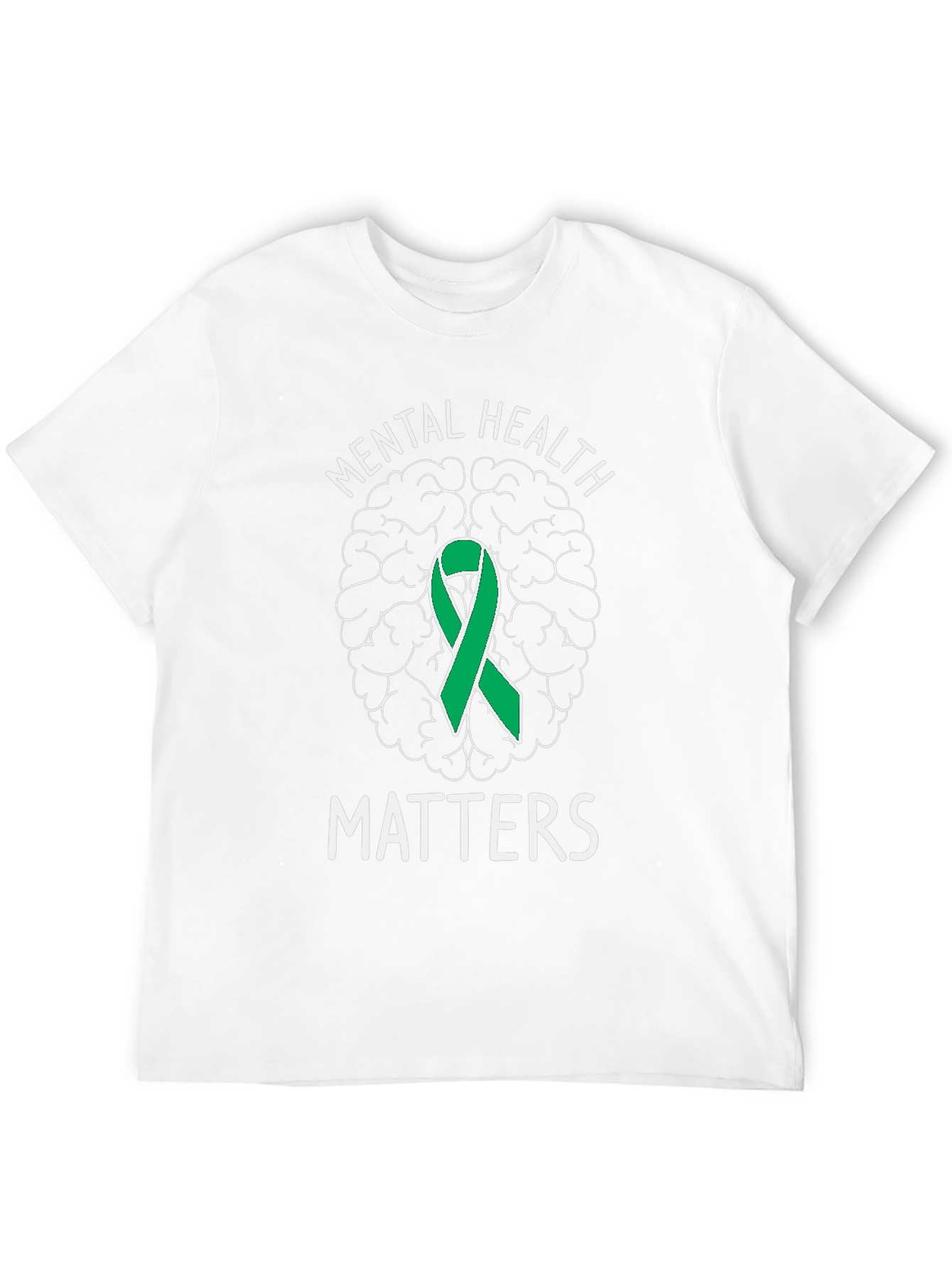 Mental Health Matters T-Shirt with Brain & Ribbon Graphic