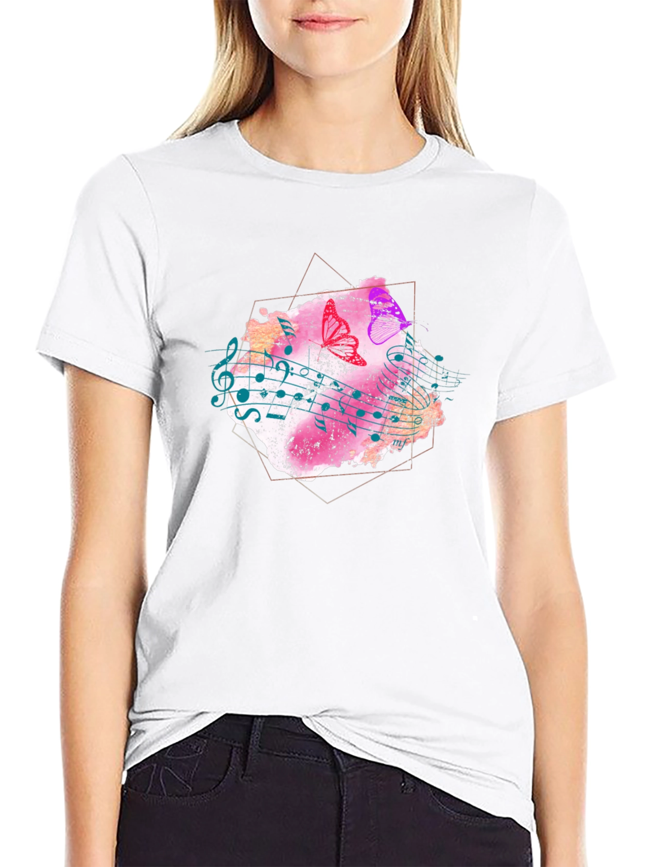 Musical Butterfly Graphic Tee - Stylish Mens T-Shirt