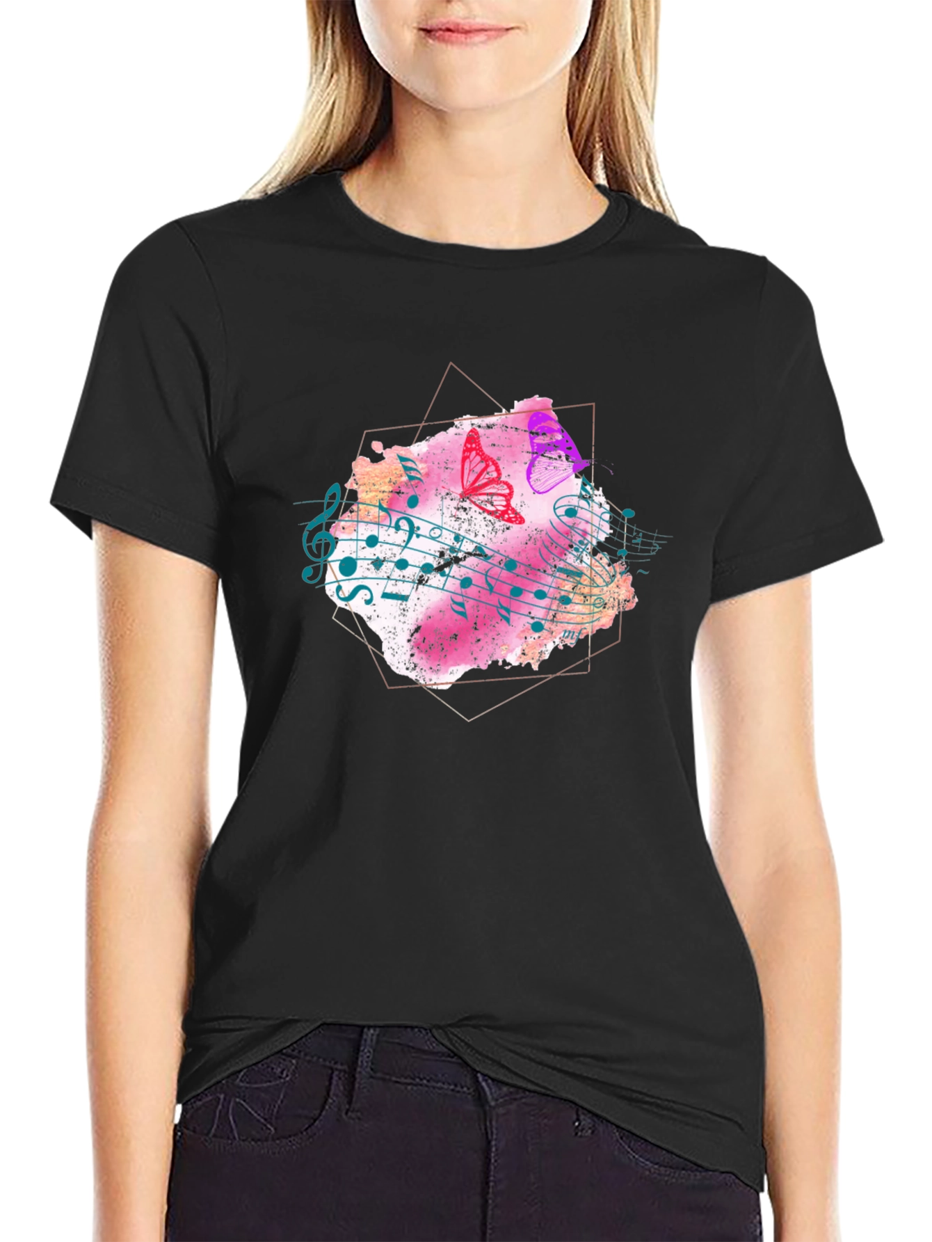 Musical Butterfly Graphic Tee - Stylish Mens T-Shirt