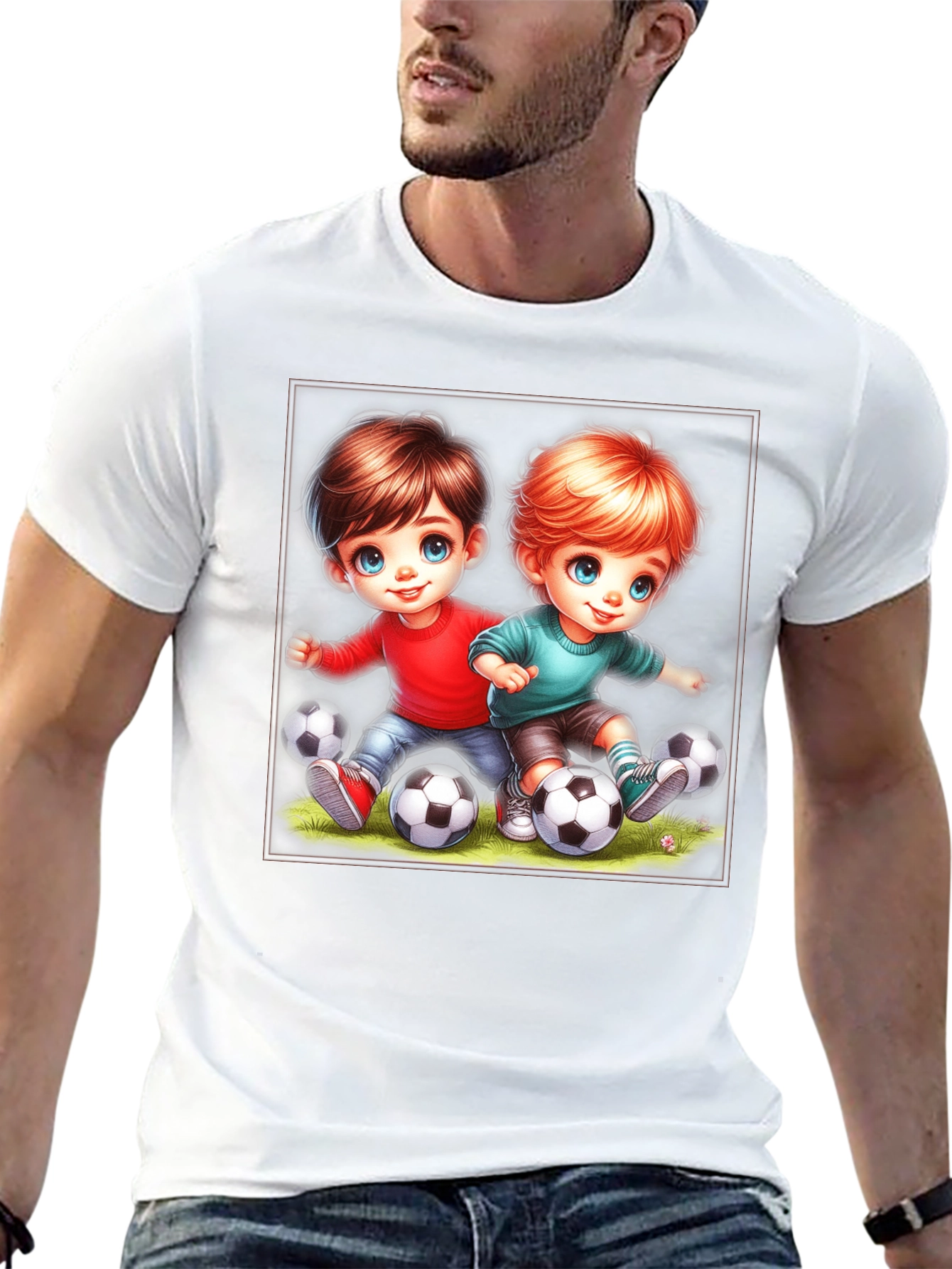 Kids Soccer Cartoon Black T-Shirt