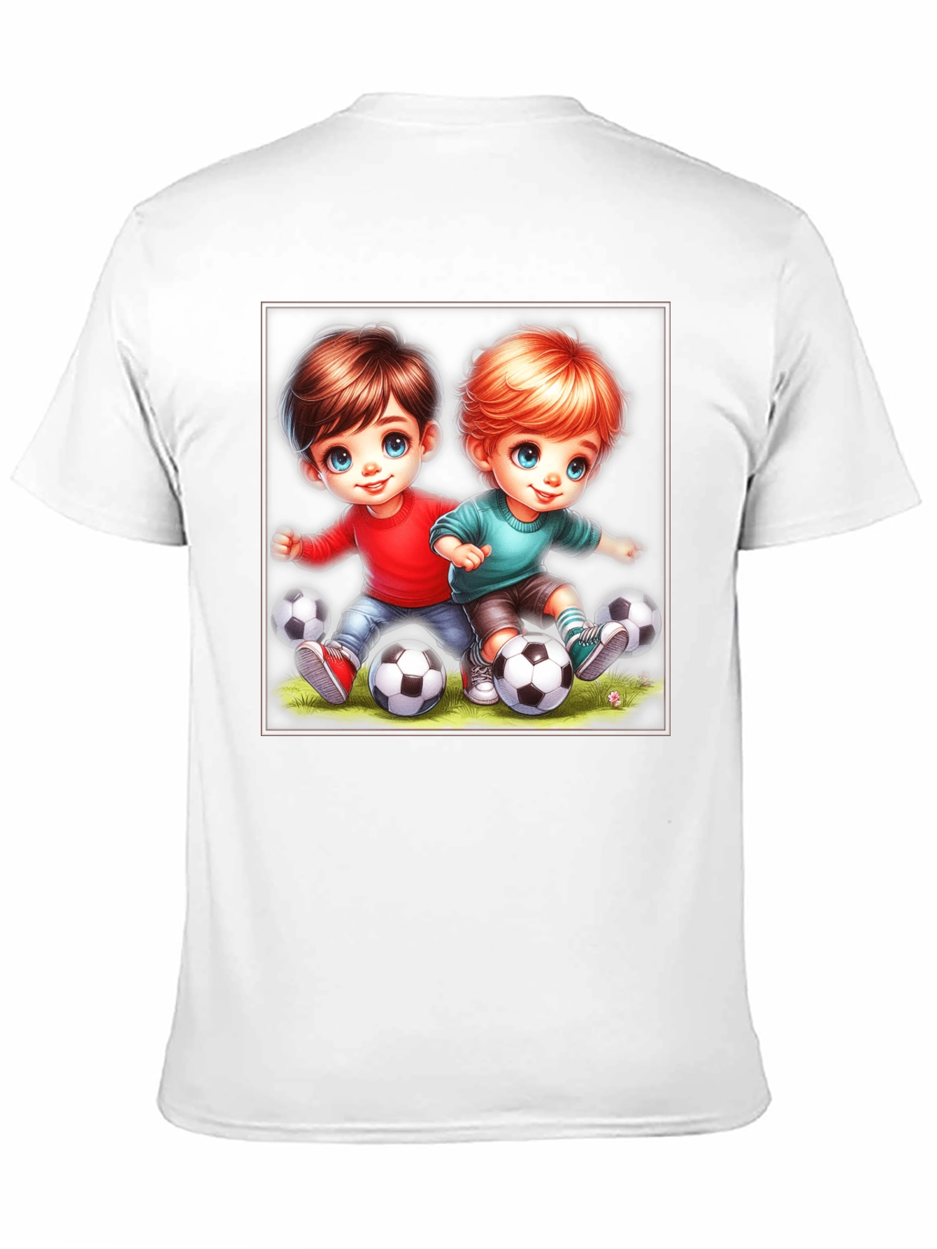 Kids Soccer Cartoon Black T-Shirt