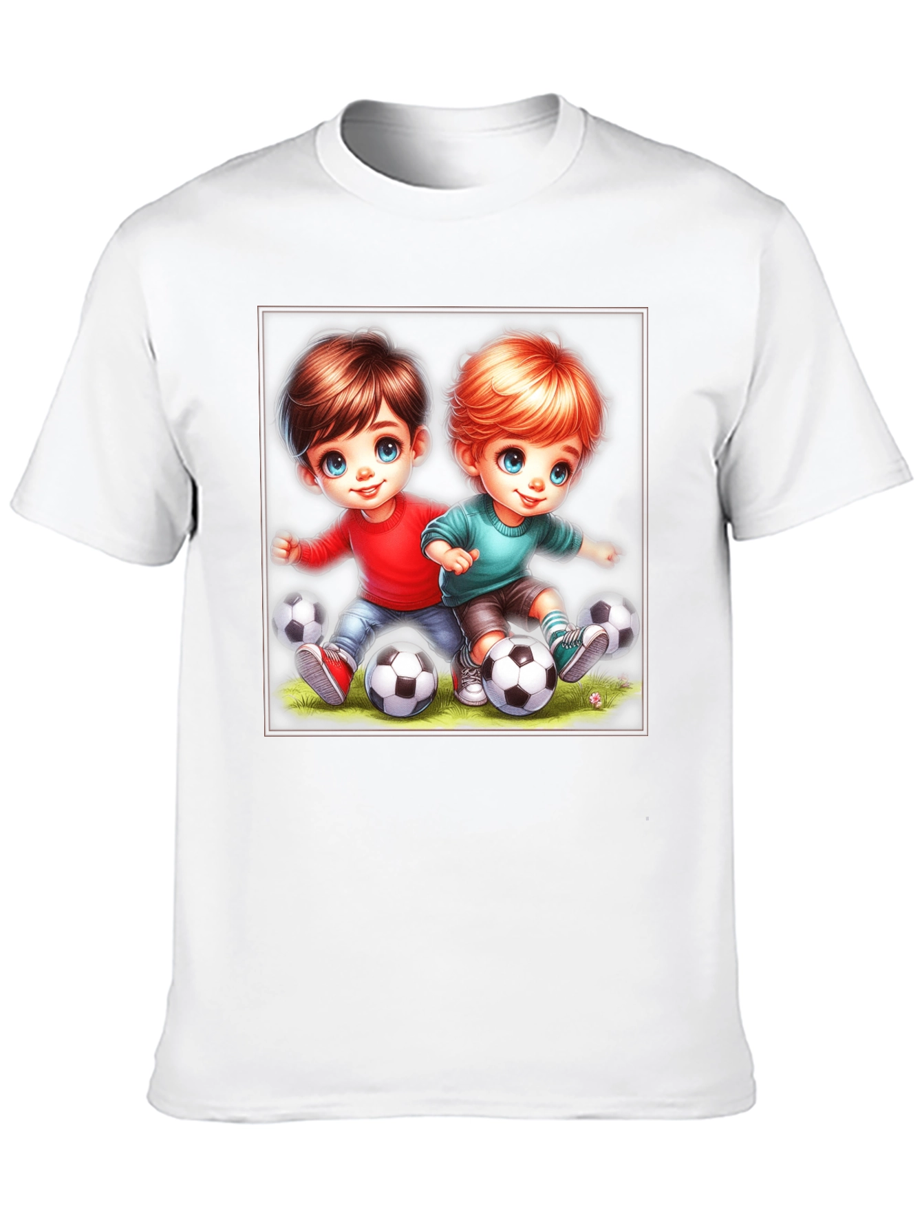 Kids Soccer Cartoon Black T-Shirt