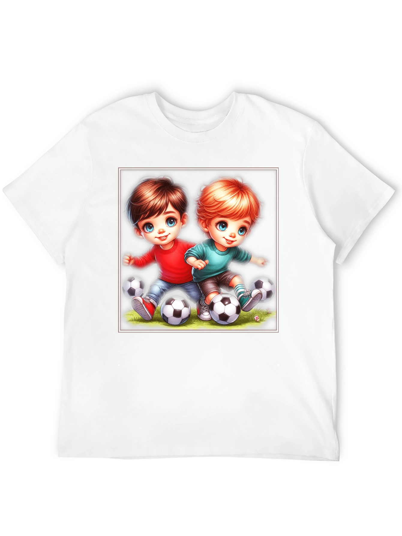 Kids Soccer Cartoon Black T-Shirt