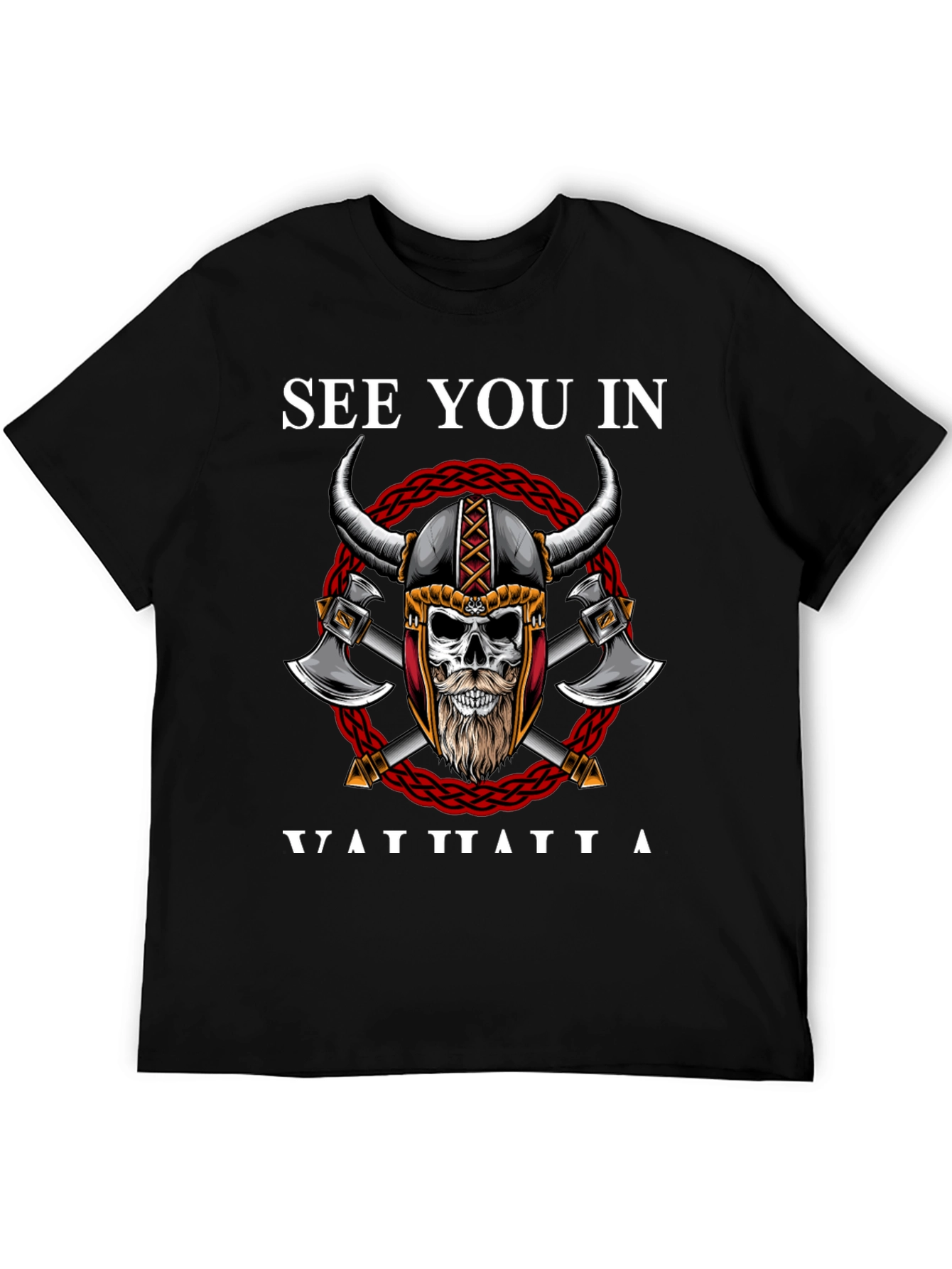 Viking Skull Graphic T-Shirt - See You In Valhalla