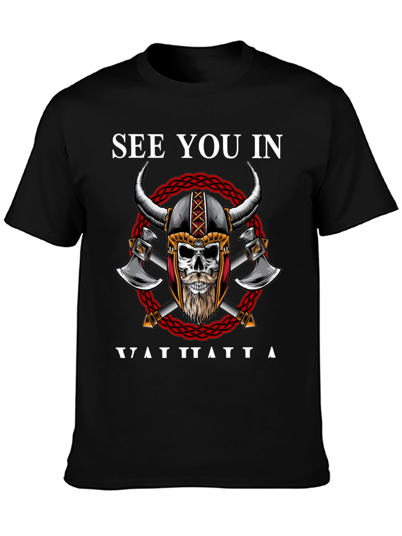Viking Skull Graphic T-Shirt - See You In Valhalla