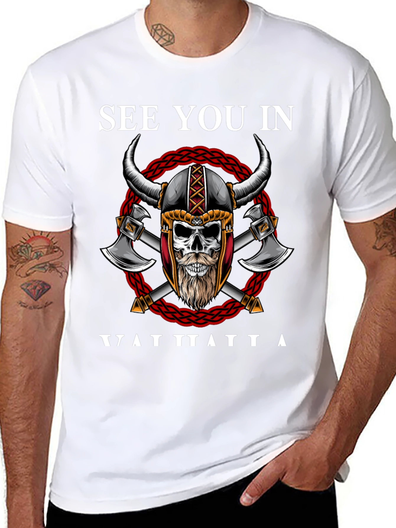 Viking Skull Graphic T-Shirt - See You In Valhalla