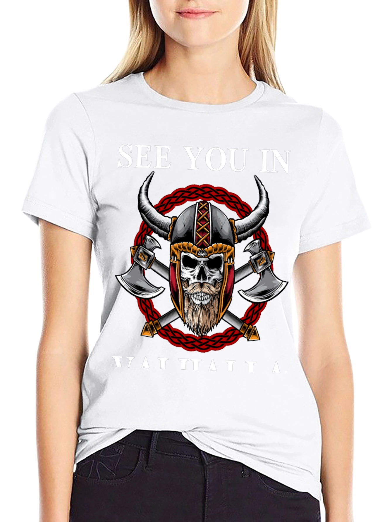 Viking Skull Graphic T-Shirt - See You In Valhalla