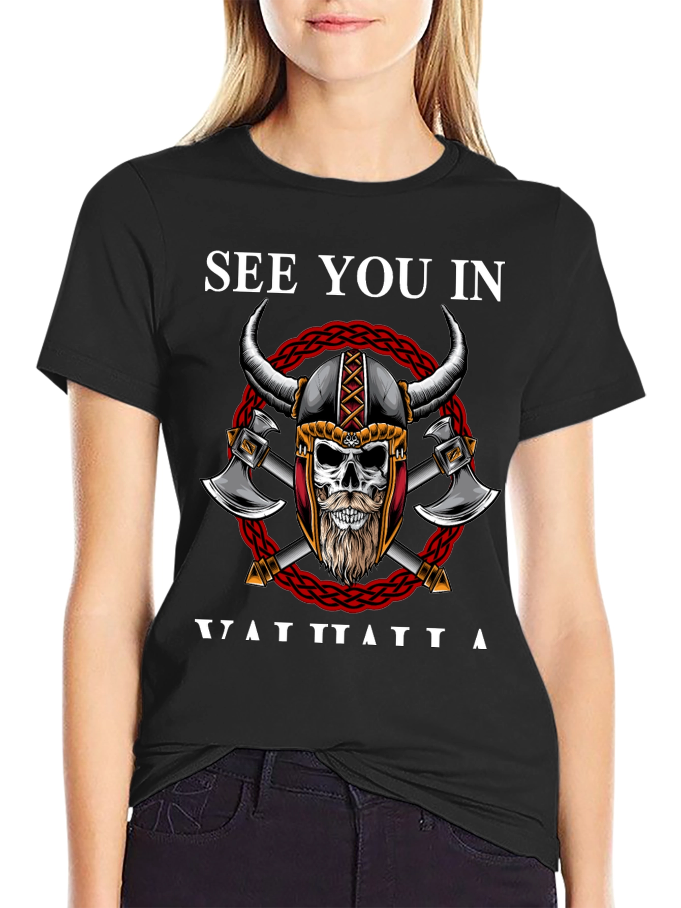 Viking Skull Graphic T-Shirt - See You In Valhalla