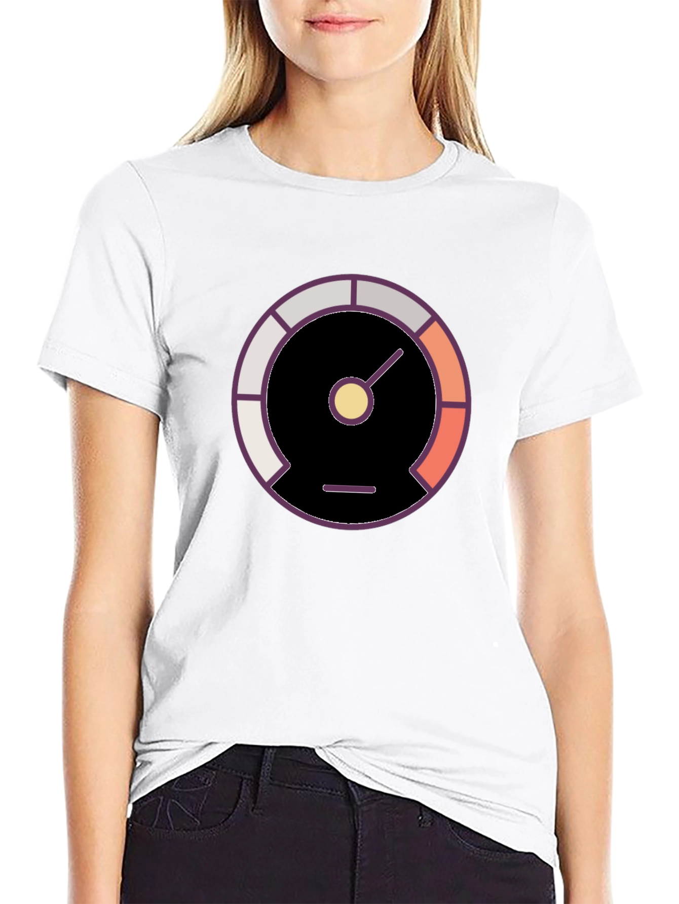 Stylish Black Tee with Gauge Graphic