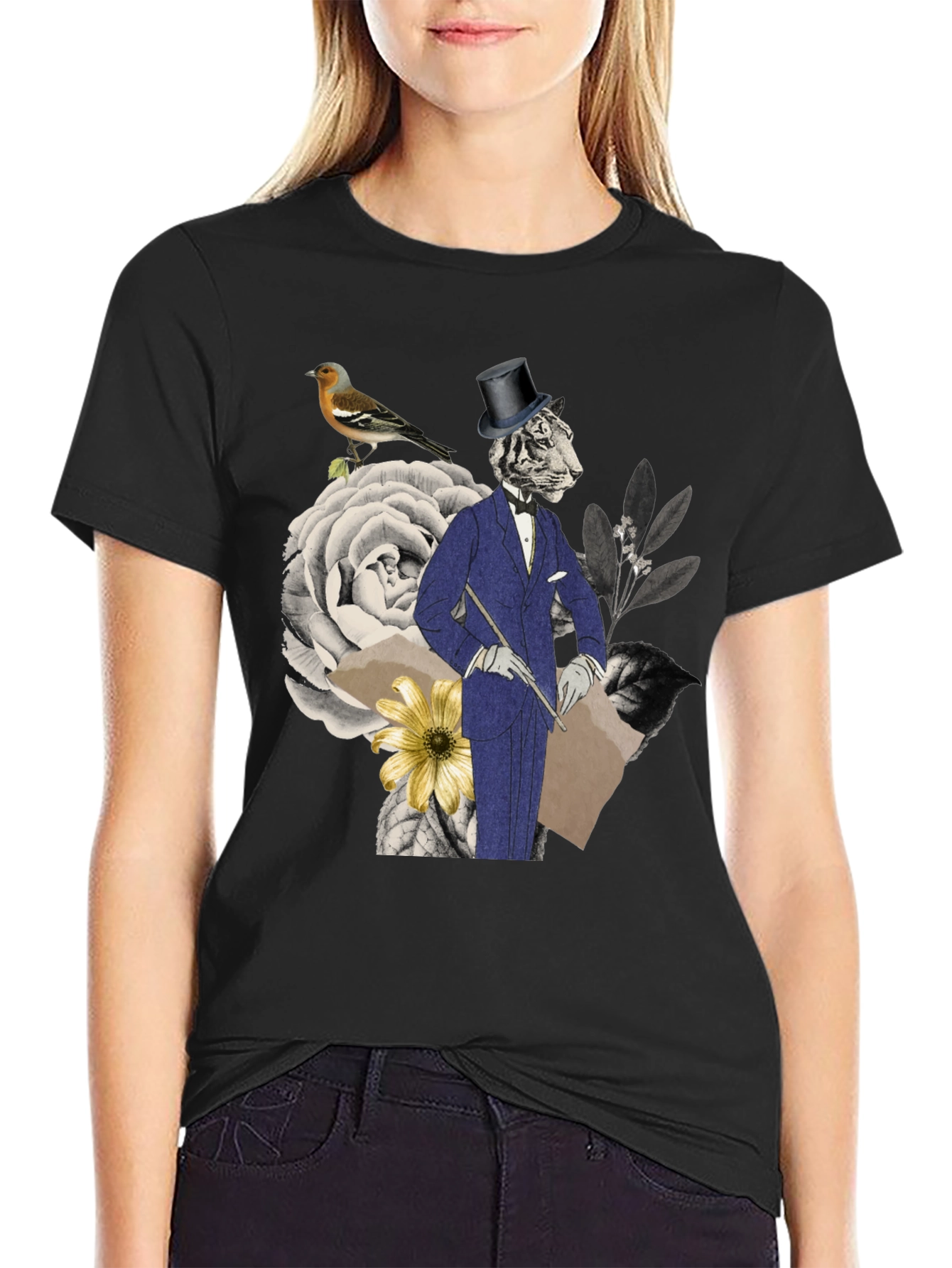 Mens Tiger Gentleman Graphic T-Shirt