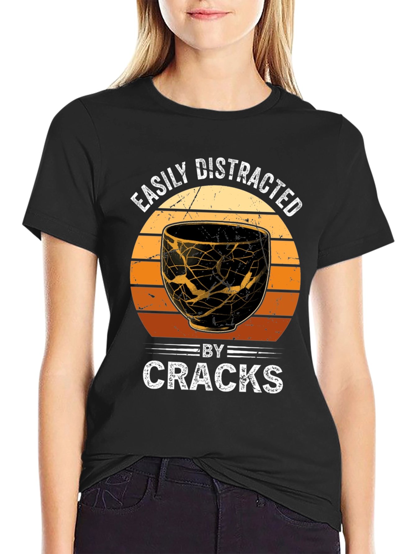 Easily Distracted By Cracks Kintsugi Style T-Shirt