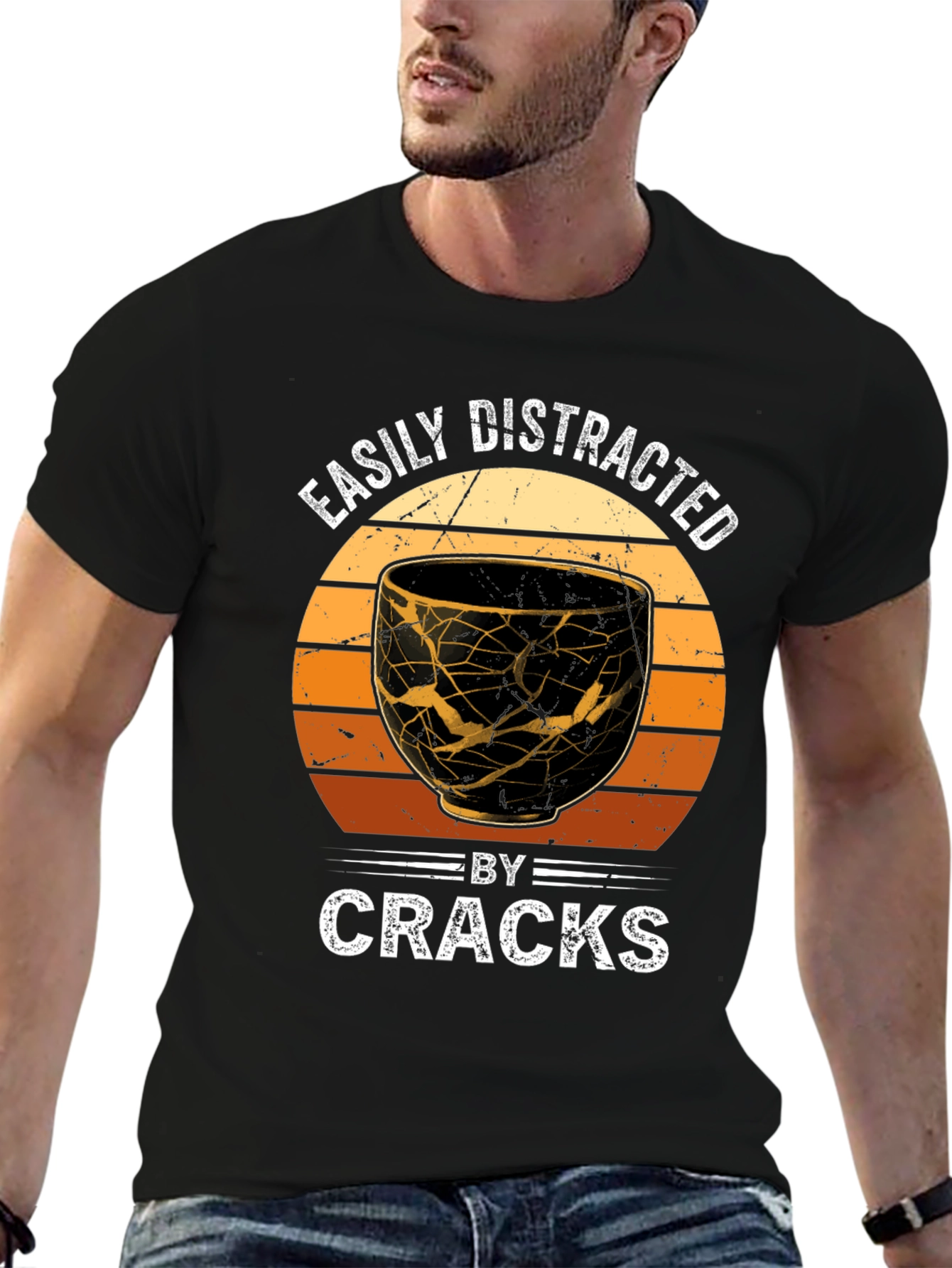 Easily Distracted By Cracks Kintsugi Style T-Shirt