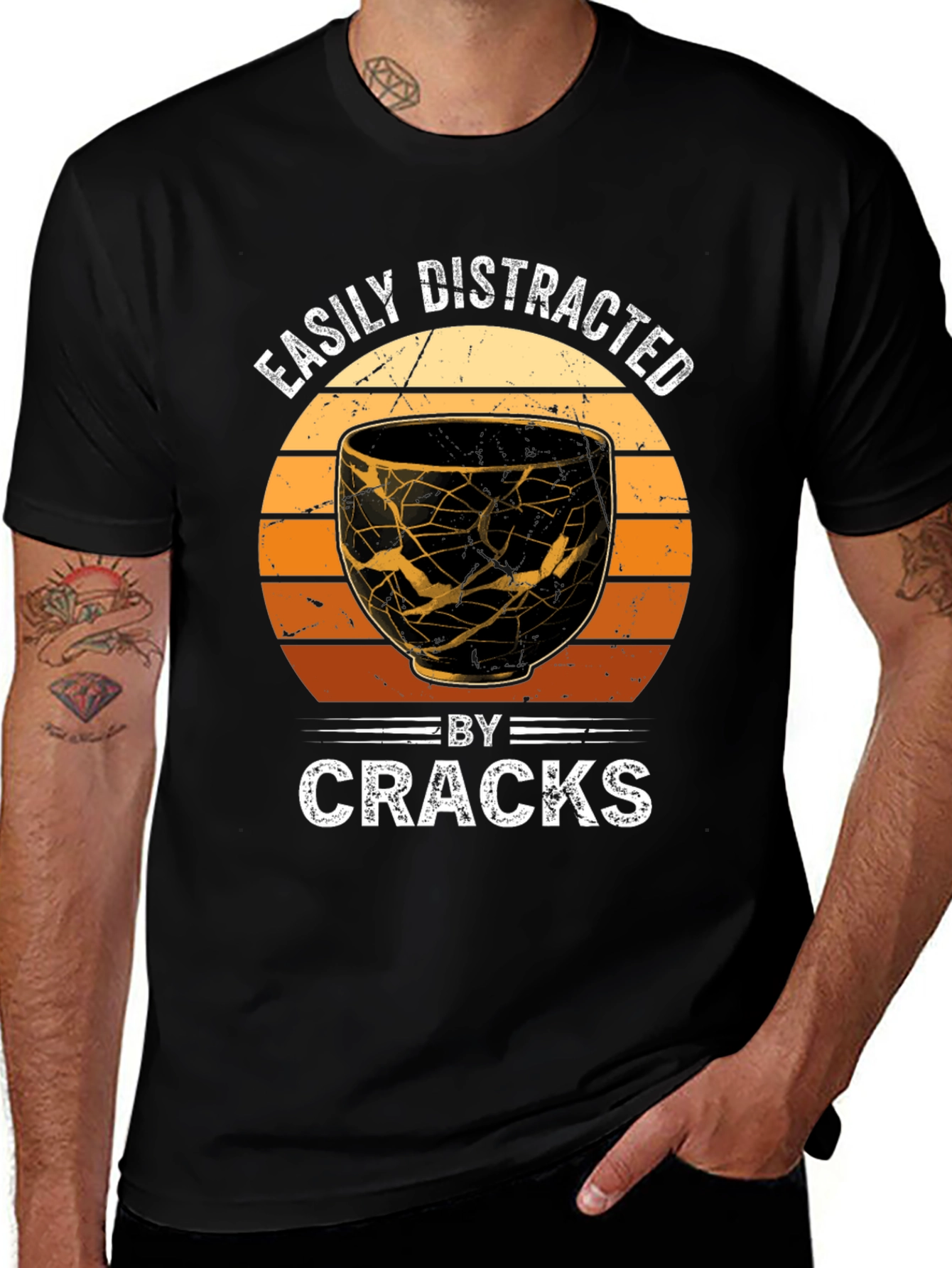Easily Distracted By Cracks Kintsugi Style T-Shirt