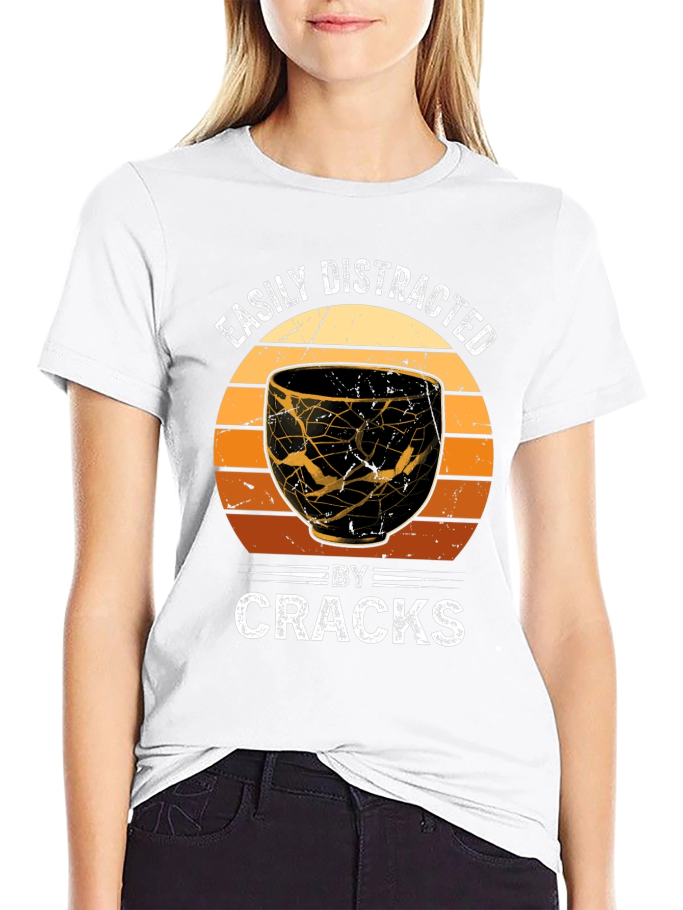 Easily Distracted By Cracks Kintsugi Style T-Shirt