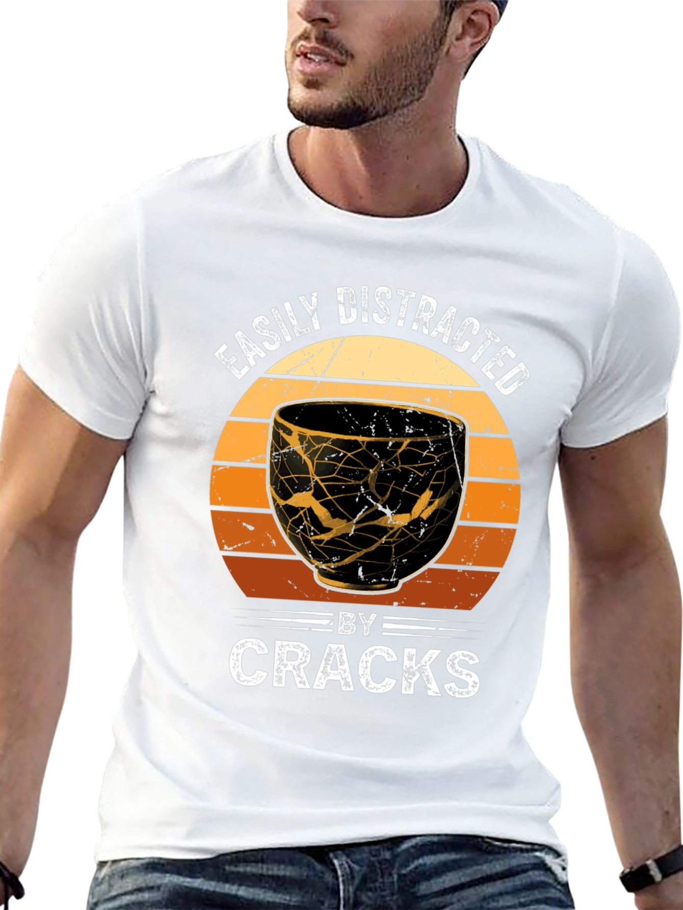 Easily Distracted By Cracks Kintsugi Style T-Shirt