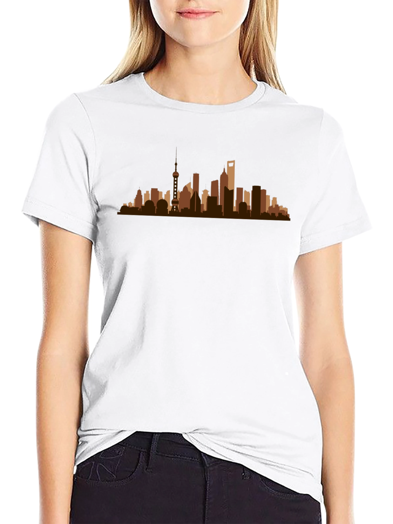 Cityscape Silhouette Graphic Tee - Black