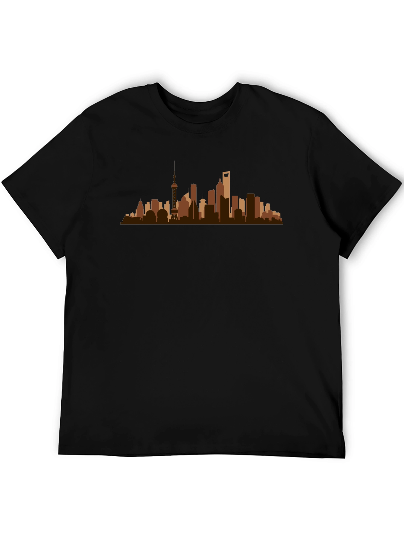Cityscape Silhouette Graphic Tee - Black