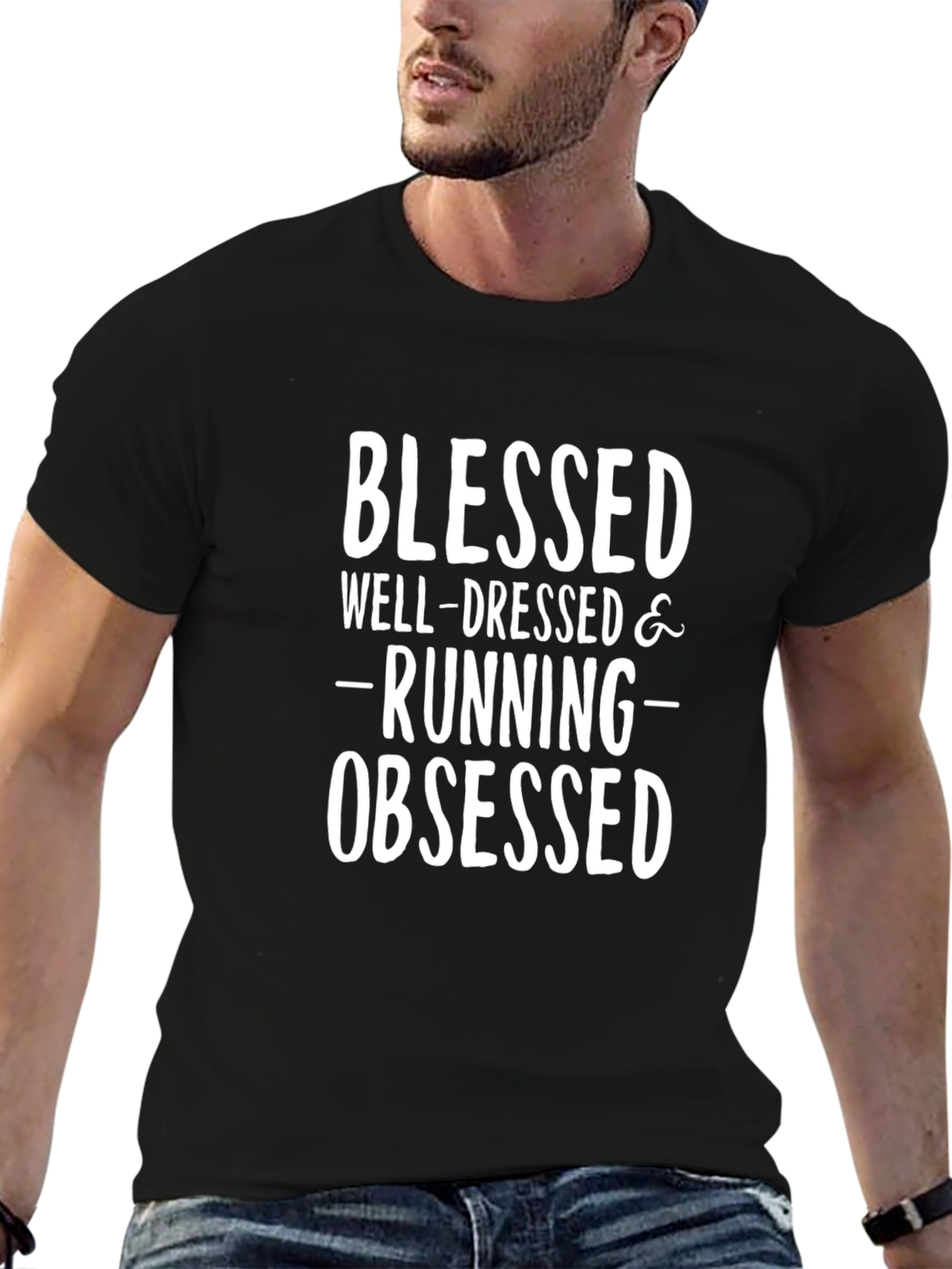 Blessed Well-Dressed & Running Obsessed Black T-Shirt