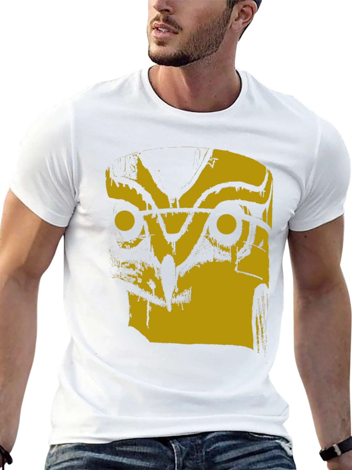 Abstract Owl Graphic Black T-Shirt