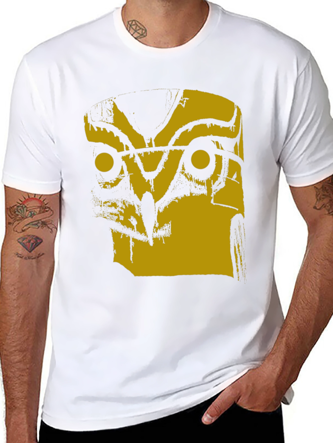 Abstract Owl Graphic Black T-Shirt