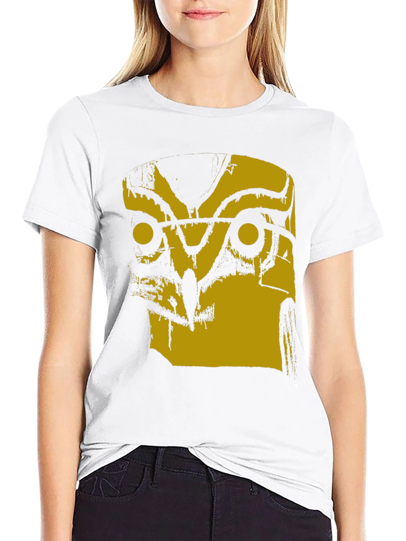 Abstract Owl Graphic Black T-Shirt