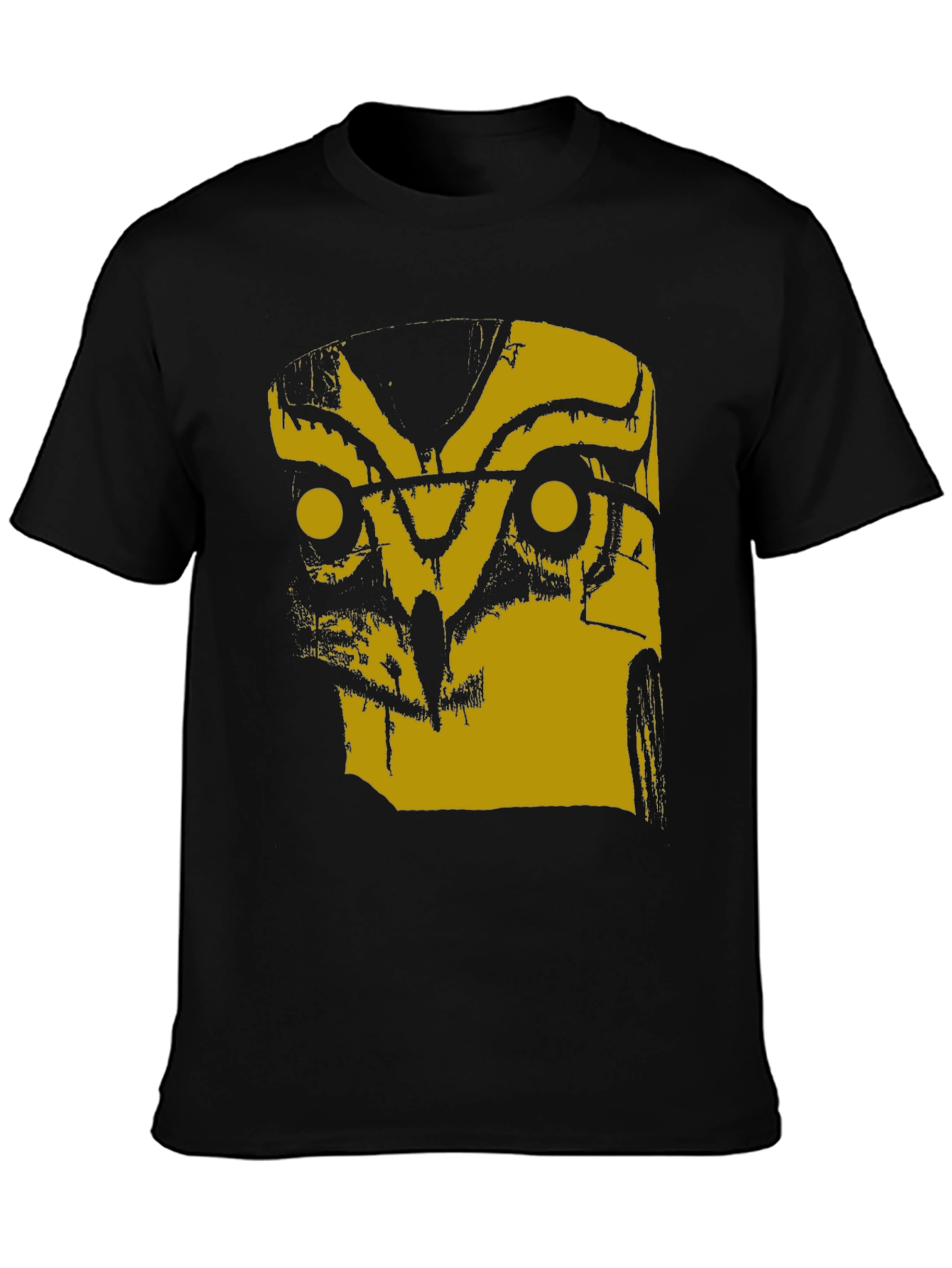 Abstract Owl Graphic Black T-Shirt