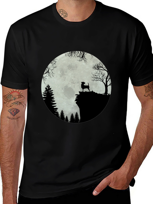 Moonlit Dog Silhouette Tee - Black