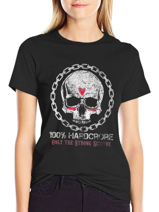Hardcore Skull Chain Graphic Tee - Strong Survive