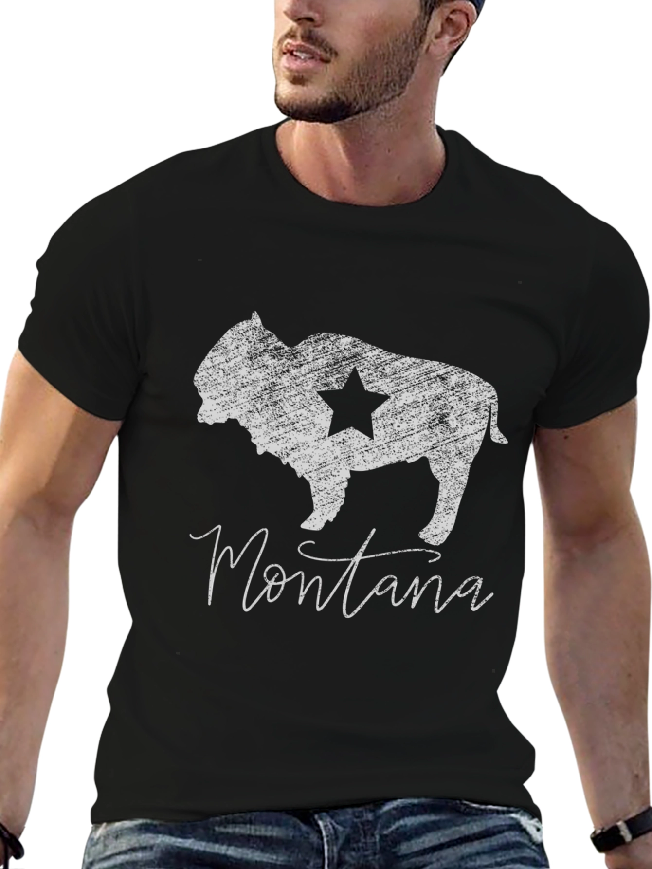 Montana Bison Star Graphic Tee - Western Style