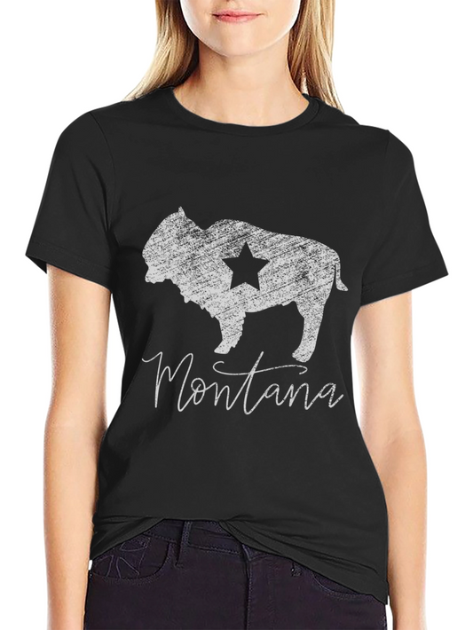 Montana Bison Star Graphic Tee - Western Style