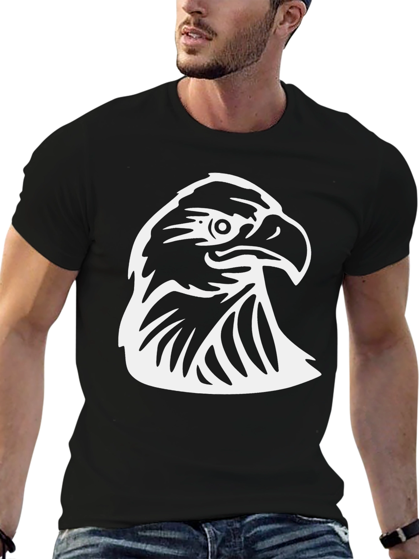 Bold Eagle Graphic Tee - Black Cotton Blend
