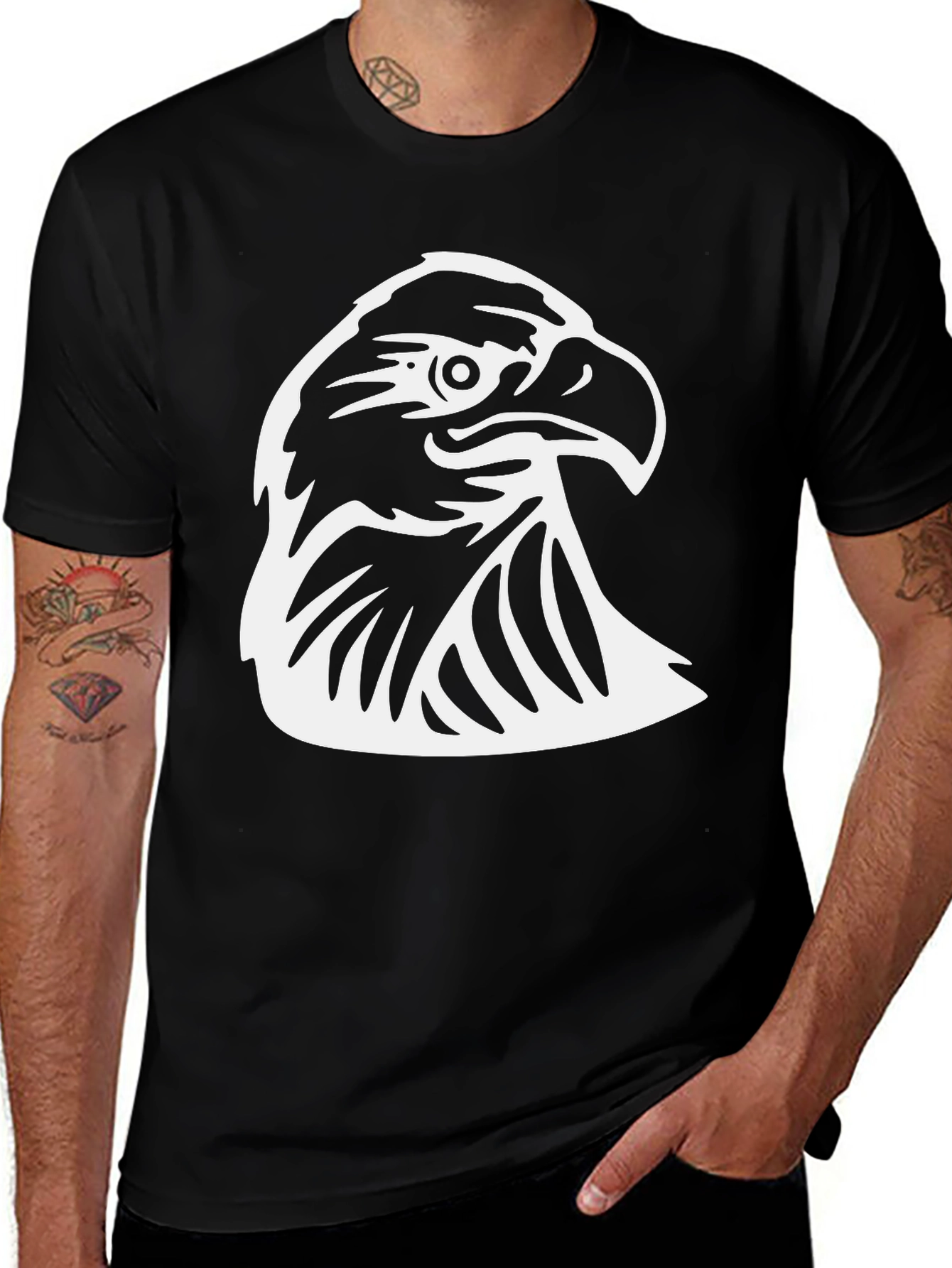 Bold Eagle Graphic Tee - Black Cotton Blend