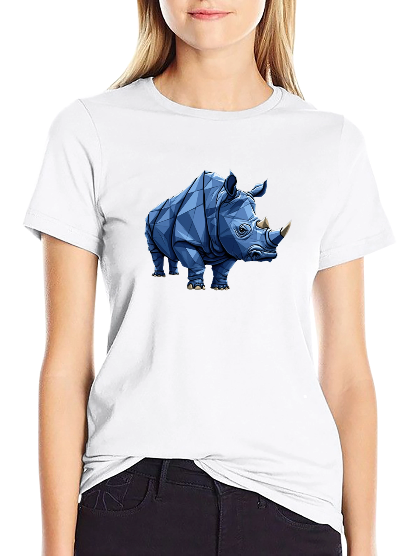 Geometric Rhino Graphic Tee - Black