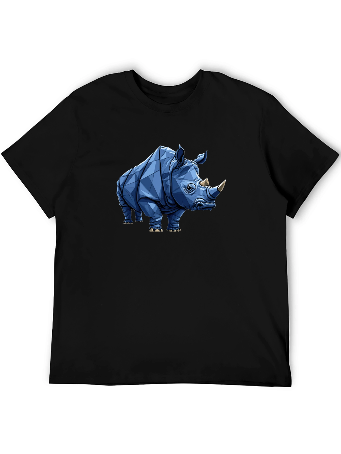 Geometric Rhino Graphic Tee - Black
