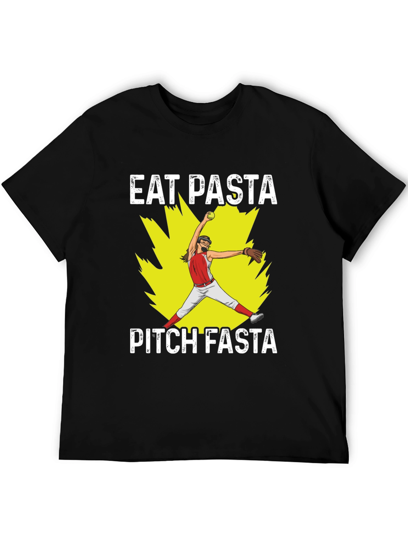 Eat Pasta Pitch Fasta Softball Graphic T-Shirt