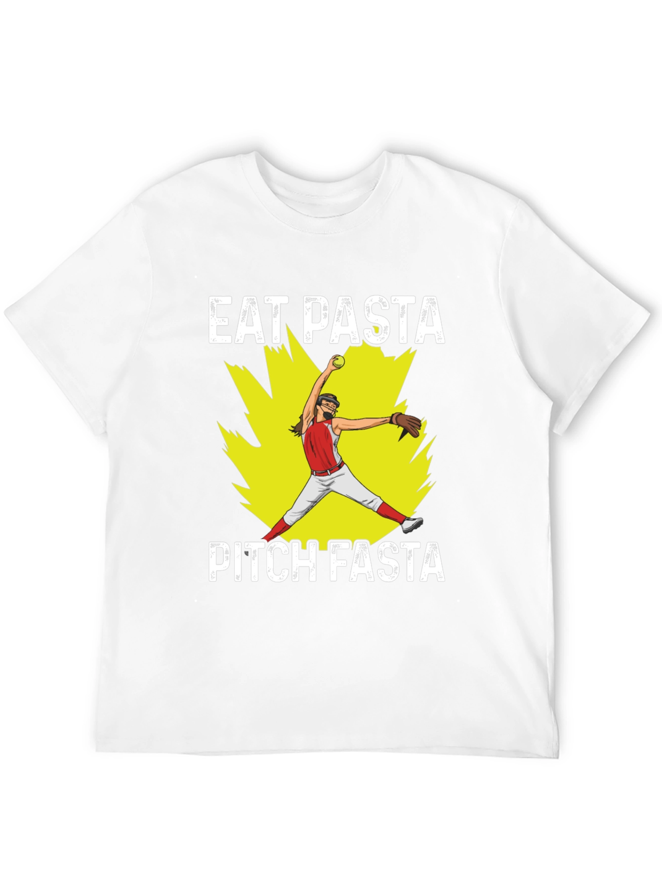 Eat Pasta Pitch Fasta Softball Graphic T-Shirt