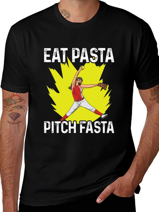 Eat Pasta Pitch Fasta Softball Graphic T-Shirt