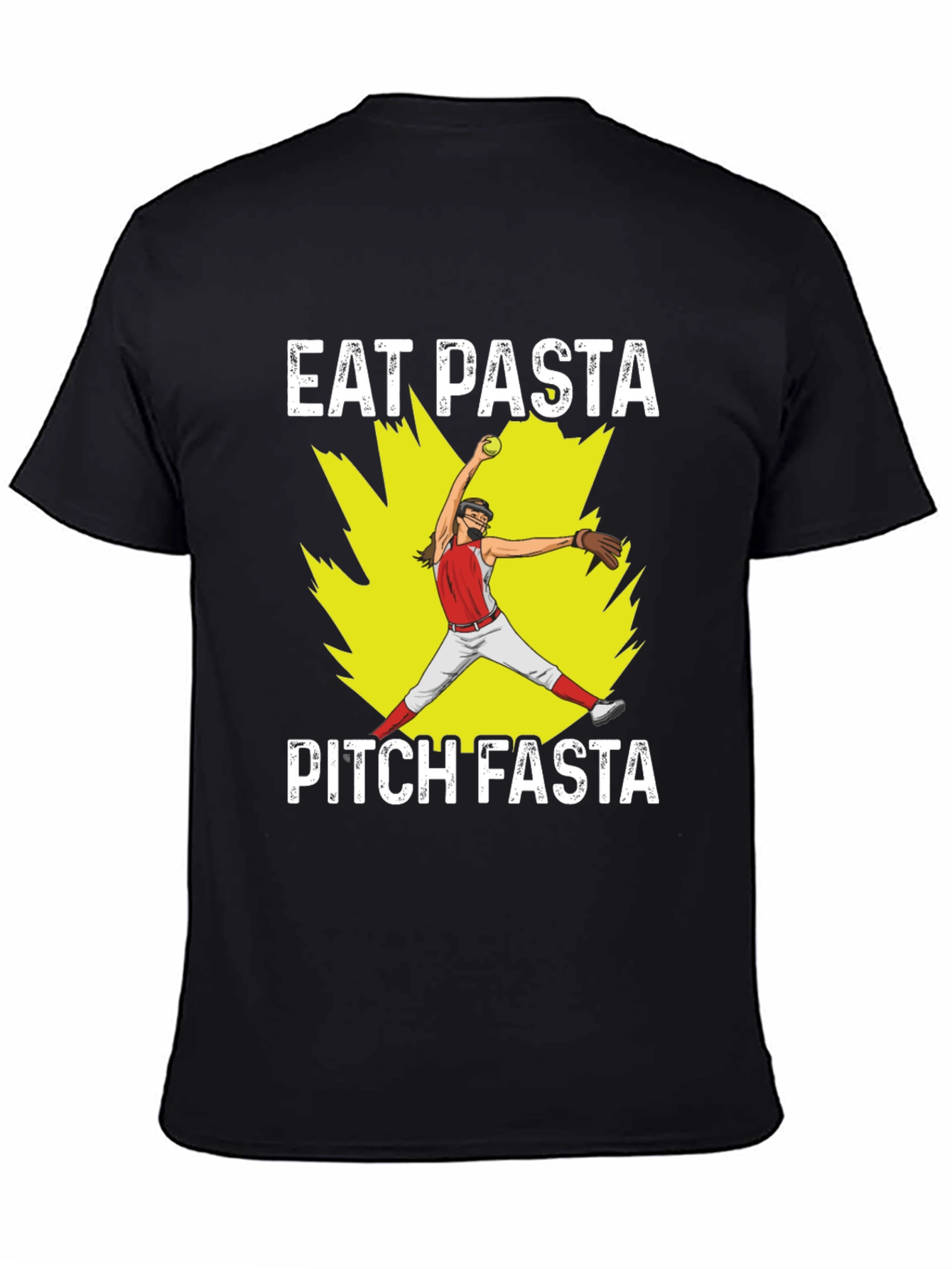Eat Pasta Pitch Fasta Softball Graphic T-Shirt