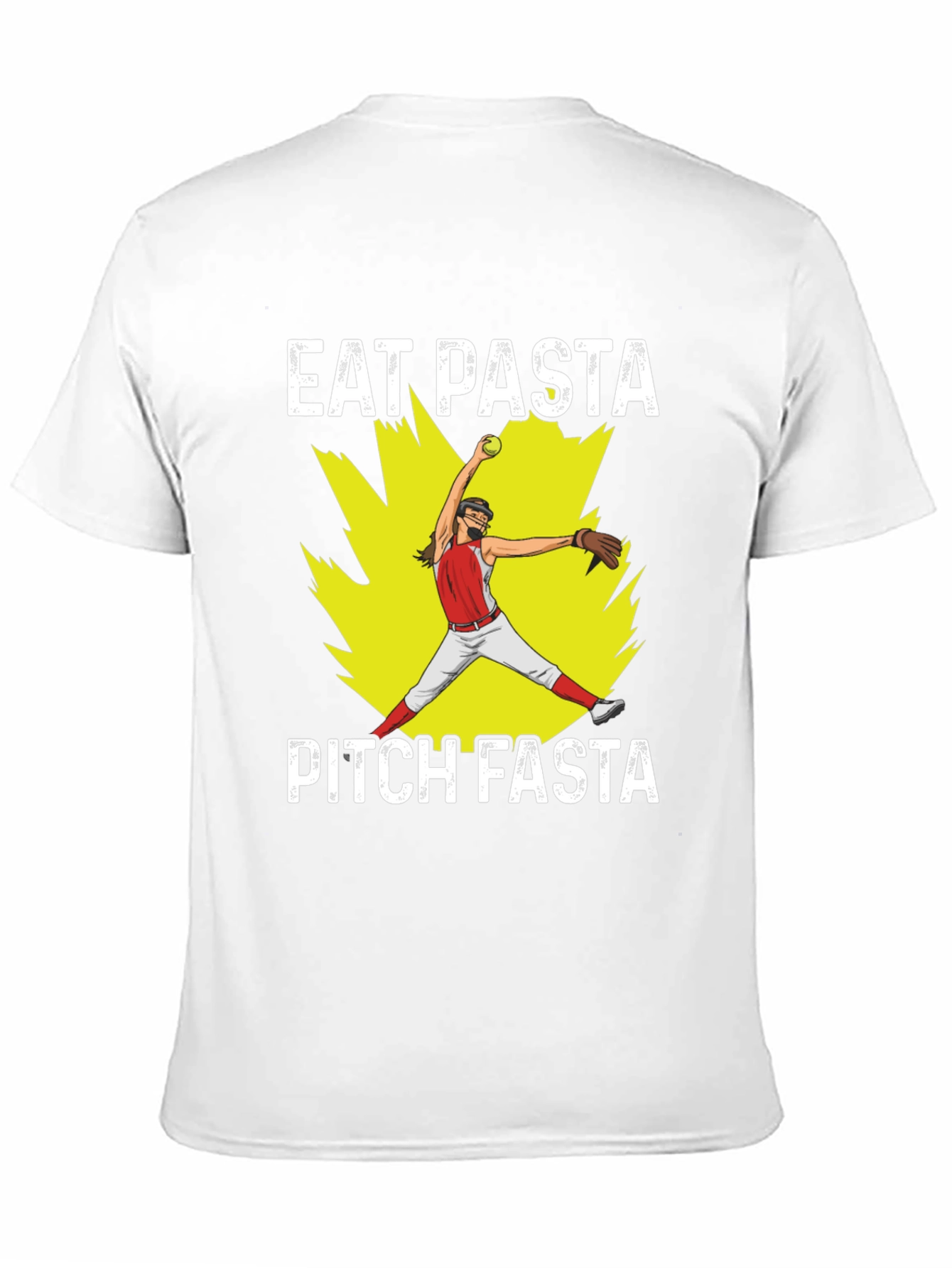 Eat Pasta Pitch Fasta Softball Graphic T-Shirt