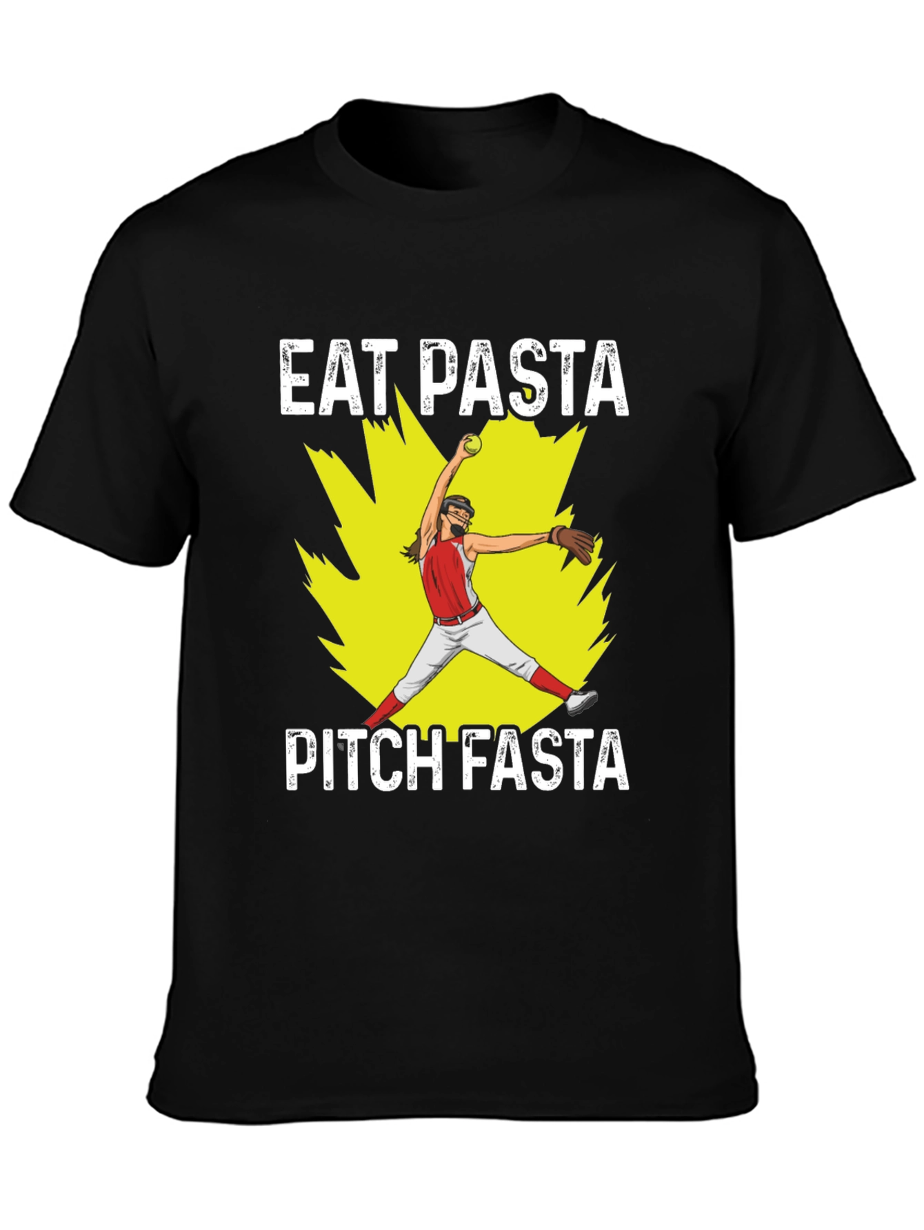 Eat Pasta Pitch Fasta Softball Graphic T-Shirt