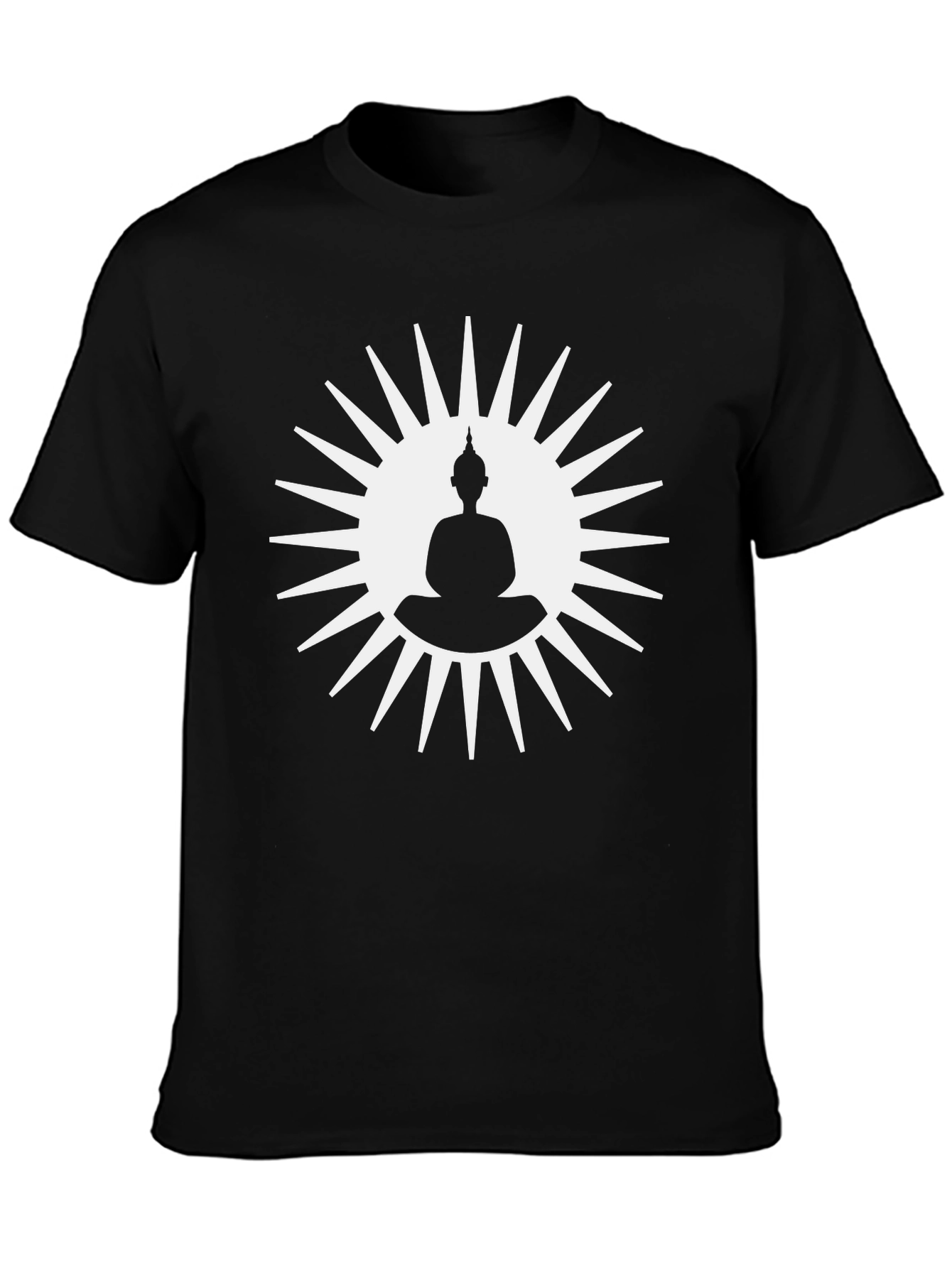 Buddha Sun Graphic Tee - Black Cotton T-Shirt