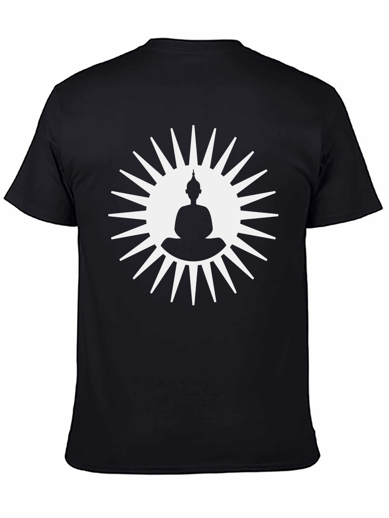 Buddha Sun Graphic Tee - Black Cotton T-Shirt